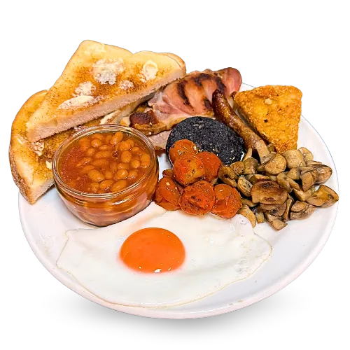 All day breakfast in Norwich - £6 full English with sausage, bacon, black pudding, hash brown, egg, mushrooms, beans, tomatoes and toast at Revive Cafe